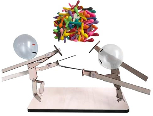 Balloon Bamboo Man Battle | Battle Bots Whack A Balloon Spiel | Holzpuppen Fecht Kampf Spiele | Holz-Bots-Kampfspiel für 2 Spieler | Handgefertigtes Ballon Pop Spiel, Whack A Balloon-Kampfspiel