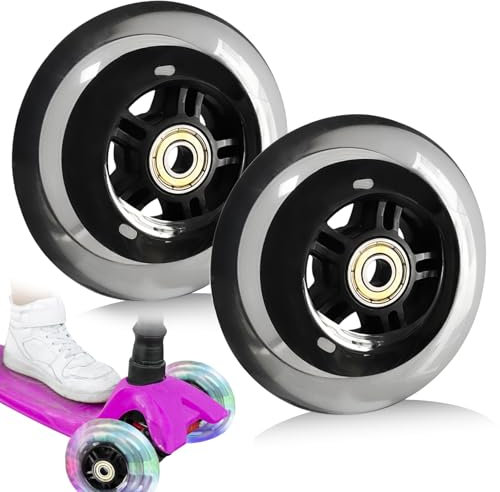 Scooter Rollen,2 Stück Scooter Ersatzräder 100mm Mit Luftschlangen und Autoklingeln,Scooter Inliner Räder,Trick Roller Ersatz Rad Rolle Für Allerlei Scooter Und Kickscooter(Schwarz)