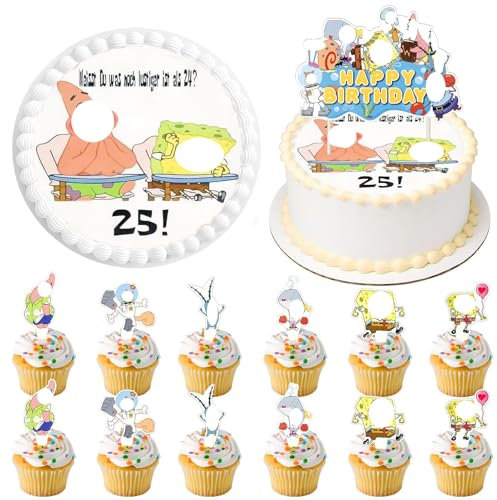 14 Stück Geburtstag 25th Tortenaufleger, Essbare Tortenaufleger, Tortendeko Essbar, Foto Kuchen Tortenaufleger, 25 Tortendeko, Cake Decoration 25th, Kuchendekorationen für Partys
