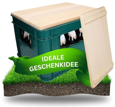 Sitzauflage aus Holz 'Woody' - Geschenk Vatertag für Papa, Freund & Opa - Schneidebrett Holz - Outdoor Sitz für Festival, Camping und Balkon - 2in1 mobiler Hocker & Tisch, Farbe:Natur