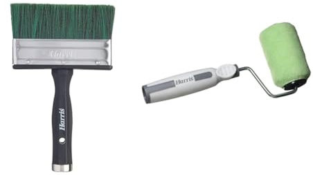 Harris Seriously Good Shed & Fence Woodwork Paint Brush, 5 & 102032400 Seriously Good Exterior Woodwork Shed and Fence Roller Frame and Sleeve, 4