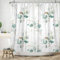 ASDCXZ Blätter Duschvorhang 180x200 cm, Frühling Grün Gold Eukalyptusblätter Pflanzen Bad Waschbar Duschvorhänge Badevorhang Polyester Textil Wasserdicht Duschvorhang für Badewanne mit 12 Haken
