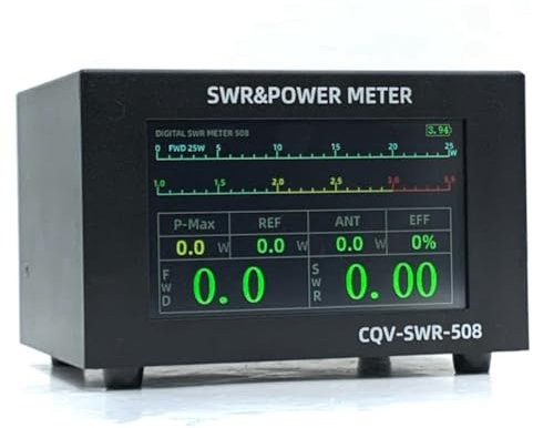 Junterone 200 W 1,8-54 MHz Digitales SWR-Messgerät, Stehwellenmessgerät, Leistungsmesser mit 4,3-IPS-Farbdisplay für Amateurfunk