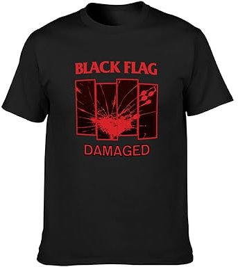 NUOKANG Black Flag Damaged Punk Band T-Shirt Black XL