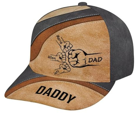 Jumping Birthstone Personalisierte Klassische Vatertagsmütze mit Kinderporträt, CustomDaddy Fist Bump Hats Dad Baseball Cap