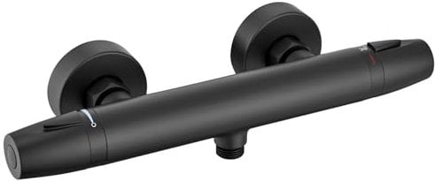 Auralum Duscharmatur Thermostat Schwarz,Duschthermostat Mischbatterie Dusche Thermostat mit 38 °C Sicherheitstaste,Thermostat Dusche für Badewanne,Größe G1/2