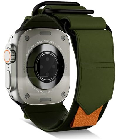 FiNESTONE Cinturino sportivo per Apple Watch Ultra e Ultra 2: cinturino regolabile in vera pelle per Apple Watch 49 mm, cinturino in nylon per iWatch Apple Watch ULTRA 2 e serie ULTRA