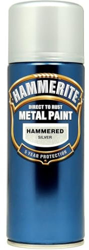 AMK® Hammerite Metal Paint 400ml Aerosol Hammered Silver Direct Rust Quick Drying No Primer Or Undercoat Needed Single Coat