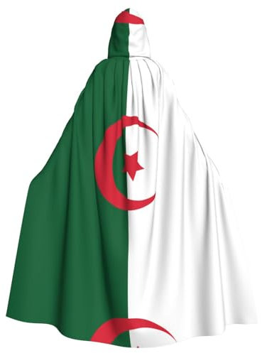 Cape à capuche drapeau de l'Algérie pour adulte - Pour homme et femme - Pour Halloween, bal masqué, cosplay, fête de Noël
