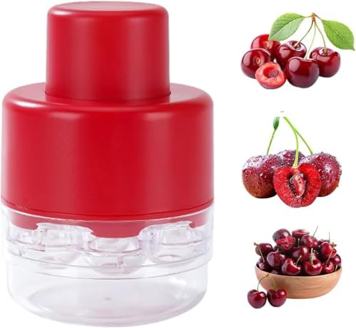 VIDSTW 8 Trous Denoyauteur Cerise Carottier Denoyauteur Olives Outil, Dénoyauteur Cerises Carottier Amovible pour Cerises, Olives, Prunes, Petites Pommes, Petites Poires, Abricots (Rouge)