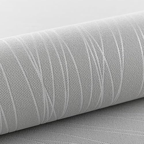 Cathpetic Grey Striped Wallpaper Features Metallic Silver Grey Textured Wallpaper for Living Room Bedroom Kitchen Hallway Front Room,9.5×0.53m Non Woven Fabric Wall Paper