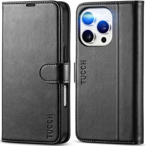 TUCCH Wallet Case for iPhone 16 Pro (6.3) 2024, Magnetic PU Leather Stand Foldable Folio Cover with[RFID Blocking][Kickstand][Credit Card Holder][Shockproof TPU] Compatible with iPhone 16 Pro, Black