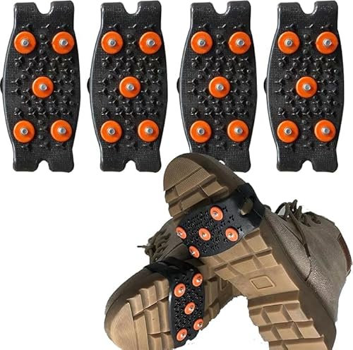 Giggleye 2 Paar Anti Rutsch Schuhspikes, Spikes für Schuhe, Schuhkrallen, rutschfeste Steigeisen für Bergsteigen, Klettern, Stacheln, Schuhe