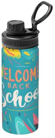 Welcome Back to School - Termo deportivo aislado de acero inoxidable y polipropileno de larga duración, a prueba de fugas