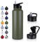 UMBFUN Bouteille d'eau en Acier Inoxydable - 1.2L avec Paille,anti-fuite,Gazéifiée,BPA free Gourde Thermos(+2 Couvercles) Isolation Double Paroi Sous Vide pour Sport,Voyage,Camping,école,Vélo,Gym