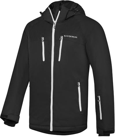 Black Crevice Herren Skijacke - Wasserdichte Herren-Winterjacke in Schwarz, Größe 54, Anorak-Schnitt, Langarm, Stehkragen, Jersey-Fütterung, Ideal für Männer, Winter, Skifahren