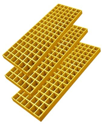 NATOTELA Rejilla de fibra de vidrio (240 x 600 x 38 mm, 3 MW: 30/30 mm), color amarillo, para canalones de drenaje y calzadas, garaje, escaleras de protección contra incendios, vías de evacuación