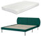 [en.casa] Bett Porvoo mit Matratze 160 x 200 cm Doppelbett Bettgestell mit Kopfteil Bezug aus Samt Holzbett max. 220 kg Polsterbett mit Lattenrost Dunkelgrün