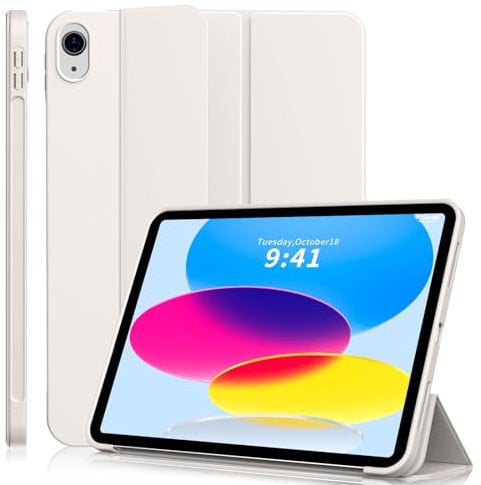 SZPSGC Case for iPad (A16) 11th Generation 11 Inch 2025/iPad 10th Generation 10.9 Inch 2022 Without Pencil Holder, Auto Wake/Sleep, Support Touch ID, Slim Stand Cover with Soft TPU, Cream White