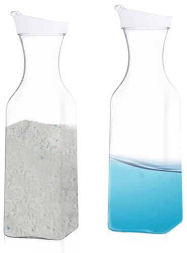 UESDU 2 Stück Waschpulver Aufbewahrung, 1500ML Große Waschmittel Aufbewahrung Dauerhaft PET Waschmittelbox Waschmittelbehälter für Pulver und Weichspüler Dosierer