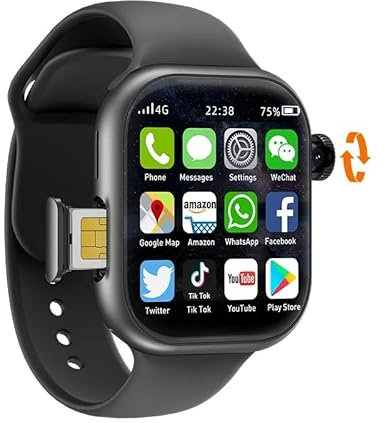 XINDADA Montre intelligente VP19 S10 4G avec carte SIM Android 10 128 Go ROM Caméra rotative à 190° GPS WIFI 2,3 Amoled Smartwatch pour adulte Noir 4 Go 128 Go