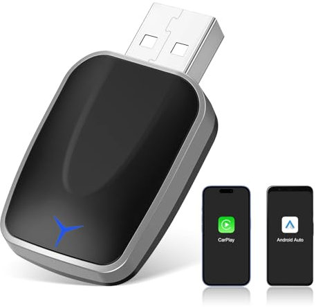 Joceixx Wireless CarPlay Android Auto 2in1 Adapter, Plug and Play, für Autos mit kabelgebundenem CarPaly und Android Auto, unterstützt iOS 10+ & Android 11+ (Unidirektional Ende-075)