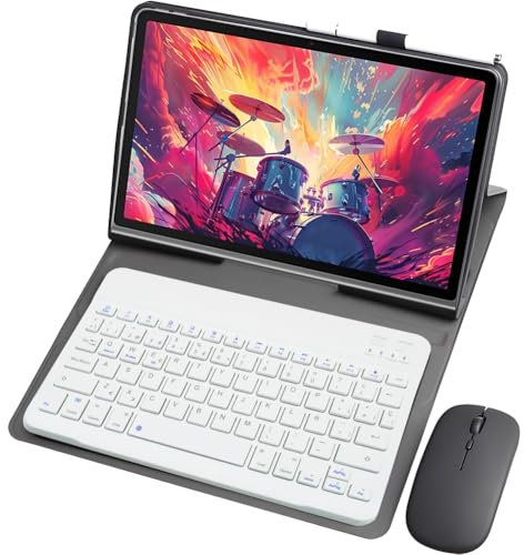 HLTOOP Funda con Teclado para Lenovo Tab Plus 11.5 2024 (TB351FU), Español Ñ,Funda De Piel Sintética con Teclado Inalámbrico Extraíble Magnéticamente Y Ratón para Tableta.,Blanca