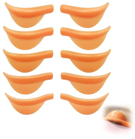 leruiyezs Lot de 10 moules de lifting pour cils XS S M L XL Coussinets en silicone doux réutilisables pour le levage des cils, usage professionnel domestique, nettoyage facile, orange
