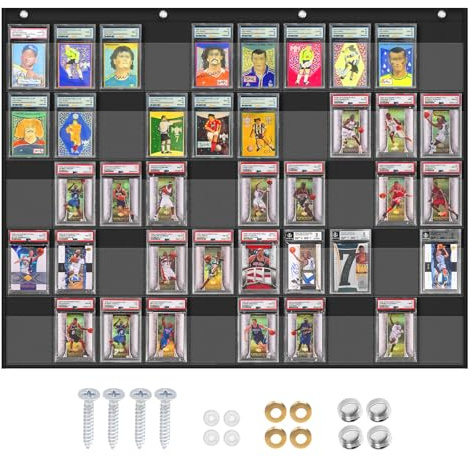 ZKOO Karten-Vitrine, 50 Taschen PSA/BGS/CGC Grading Cards Aufbewahrungstasche für Sportkarte, Baseballkarte, Fußball & Basketball Karte, Sammelkarte Wand Display Tasche, Schwarz