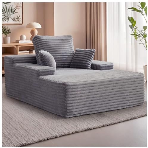 173 cm Schlafsofa ohne Knochen Cord-gepolsterte Chaiselongue Loungesessel Schlafcouch mit hoher Sitzfläche Lesesessel für Wohnzimmer, Schlafzimmer, Kino, Kein Zusammenbau erforderlich