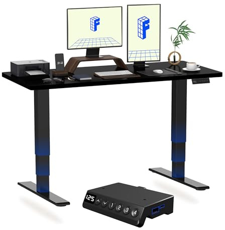 FLEXISPOT E6 MAX 140x80 Electric Standing Desk with USB Dual Motors 3 Stage One Piece Height Adjustable Sit Stand Up with Memory Smart Panel, Black