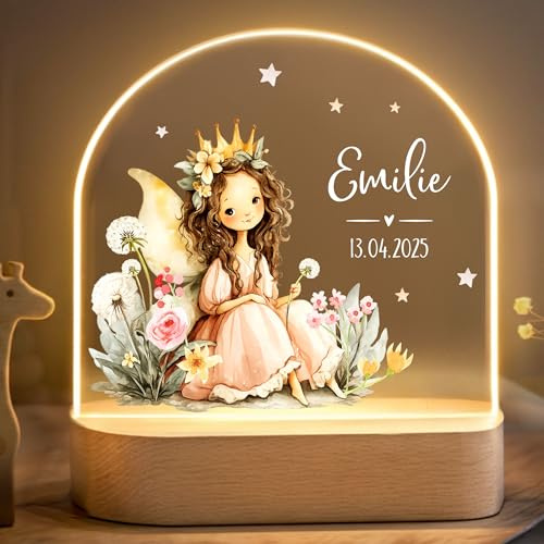Little Deco Personalisiertes Nachtlicht für Babys - Nachtlampe mit Namen - Geschenk zur Geburt Mädchen - Personalisiertes Babygeschenk Geschenk zur Taufe - Kinderzimmer Deko - Feenprinzessin