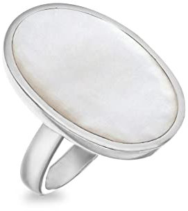 Tuscany Silver Damen-Ring 925 Sterlingsilber Perlmutt weiß 23 x 16 mm Gr. 54 (17.2) 8.47.7120