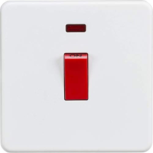 Knightsbridge SF8331NMW Screwless 45A 1G DP Switch with neon-Matt White