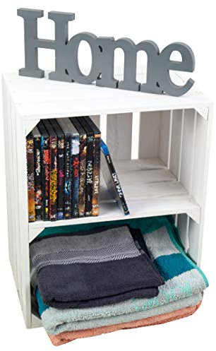 Massive Schuh- Bücherregalkiste Obstkiste Weinkiste Maße ca 50 x 40 x 31cm xxxaus dem Alten LandxxxWeinkisten Obstkisten Holzkiste Dekokiste Regal (Weiß neu quer)