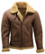 Herren Braun B3 Shearling Schaffell WW 2 Bomber Leder Fliegend Flieger Jacke L
