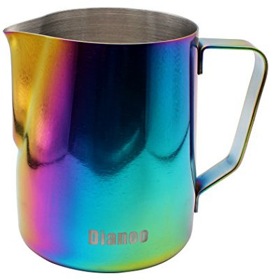 Dianoo 1 Pc Pitcher With Good Grip, Stainless Steel Milk Cup, Espresso Machines, Milk Frother & Latte Art 600 Ml Rainbow Color