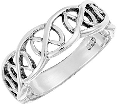 Silverly Keltischer Flechtring aus Sterlingsilber für Damen | 925 Silber Ewigkeitsknoten-bandring | Irischer Geflochtener Ehering für Männer | Gewebtes Knotenmuster