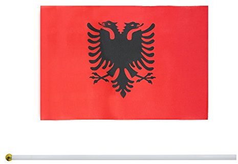 Kind Girl Art Mädchen 50 Stück Hand Held Flagge Klein Mini Flagge Round Top National Land Flaggen 8.1 x 5.4'',11.8 Albania