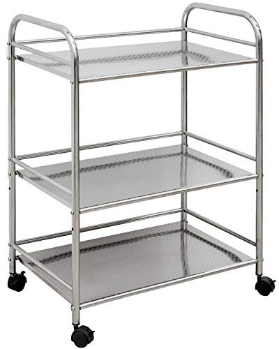 EYEPOWER Edelstahl Küchenwagen 3 Etagen 60x35x77 cm Servierwagen Bad-Rollwagen