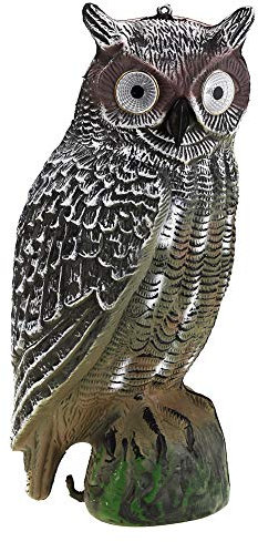 Hibou Réaliste Hibou Statues Hibou à Energie Solaire Chasse leurre Effaroucheur D'oiseaux Dissuasif Antiparasitaire Décoration de Jardin lueur des Yeux Décoration de jardin