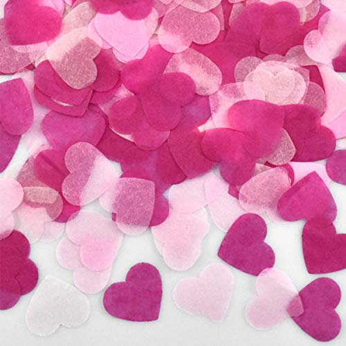 HQdeal 6000 Pièces Confettis en forme de cœur, Confettis de Table en Papier, Confettis Roses Rouge pour les Décorations de Fête de Mariage,Baby Shower (rose clair, rose, rose rose)