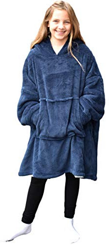 HOMELEVEL Kinder Sherpa Hoodie Pullover - Pulli mit Kapuze für Jungs und Mädchen - Kuschel Sweatshirt oversized - Kuschelpullover - 100% Polyester