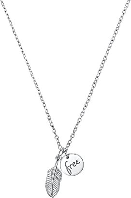 s.Oliver Kette mit Anhänger 925 Sterling Silber Damen Halsschmuck, 37+3 cm, Silber, Feder, Kommt in Schmuck Geschenk Box, 2032573