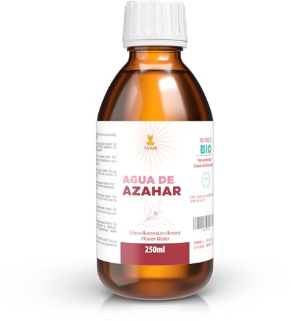 Snadi - Eau de Fleur d'Oranger Bio 250 ml | Hydratant pour le Visage et les Cheveux | Relaxant Naturel et Sédatif | Aromathérapie | Tonifie la Peau | Propriétés Astringentes et Antiseptiques | BIO