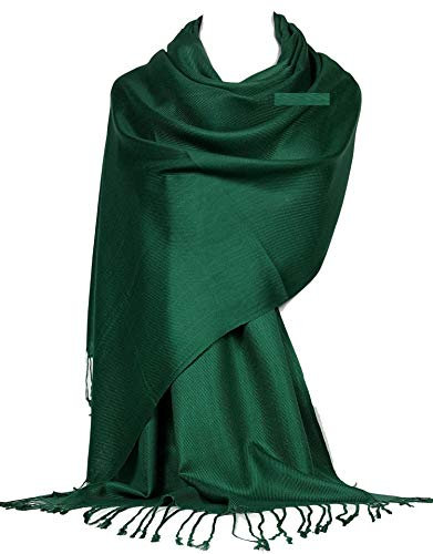 GFM® Pashmina Style Shawl Scarf - Dark Green - (B9-GHR-Dark Green)