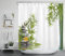LB Zen Steine Asiatisch Duschvorhang 180x200cm Japan Badekurort Grüner Bambuswald Antischimmel Wasserdicht Badezimmer Vorhänge, Gelb Blumen Weiß Extra Lange Polyester Stoff Bad Vorhang mit Haken