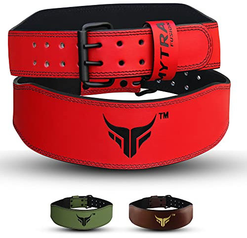 Mytra Fusion Gym Belt 4 Zoll Gewichthebergürtel Ideal für Workout, Powerlifting, Rückenstütze Frauen Bodybuilding Gürtel (Red, Medium)
