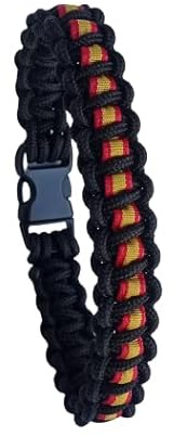 Pulsera de ESPAÑA de micro paracord 275 tipo I (Microcord), hecha a mano y a medida mod. MINI, color NEGRO