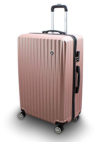Lacestone Barut Trolley Hartschalen Koffer Hartschalenkoffer Hardcase Größe XL - Modell General (Rosegold)